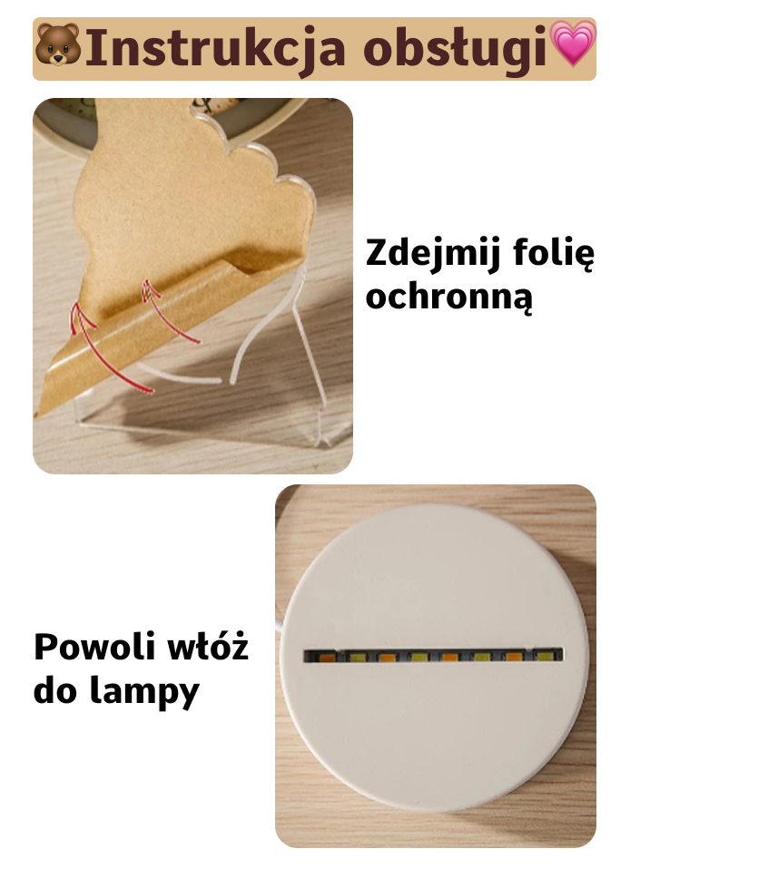 3D Miś LED – Magiczna Lampka Nocna