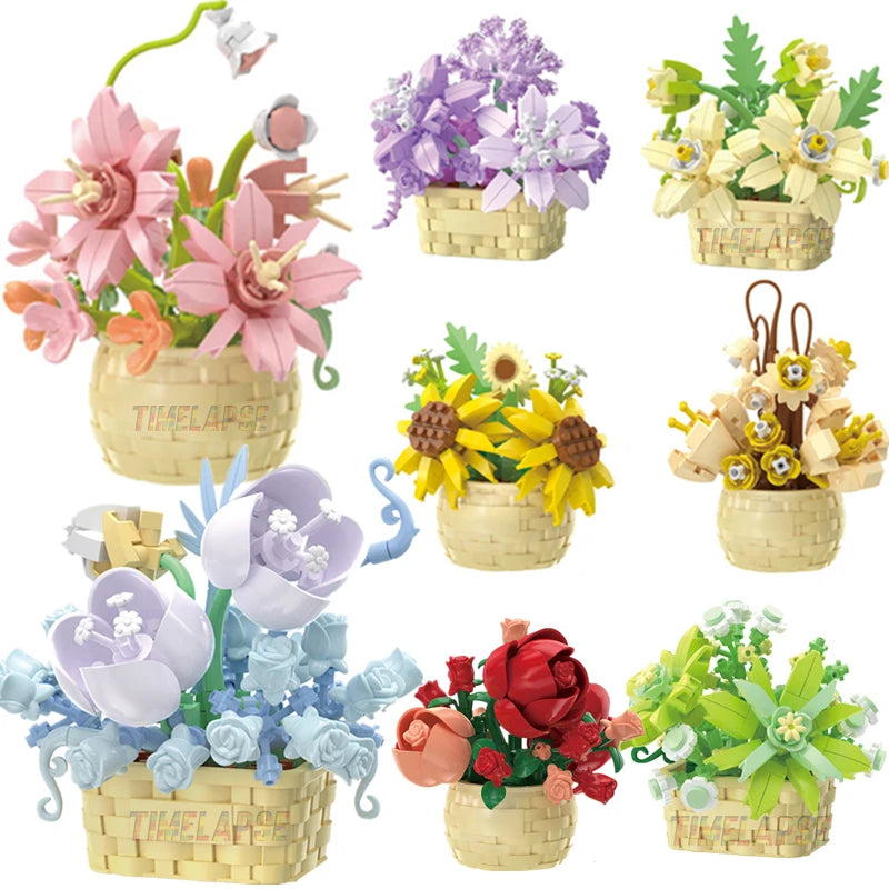 Kreatywny Zestaw Kwiatów z Klocków